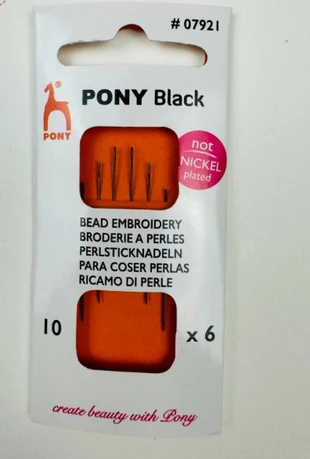 Pony бісерна, чорна №10 (6 голок)