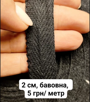 Тесьма кіперна бавовняна, 20 мм, чорна
